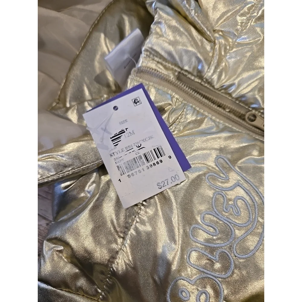 Bluey Gold Puffer Jacket Coat Zipper Closure Baby 12 Months Oversized NWT (218)